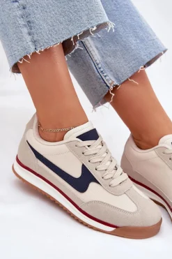 Buty Sportowe Sneakersy Damskie Beżowe Zerina