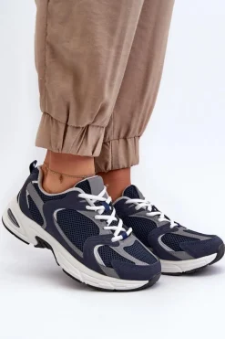 Buty Sportowe Sneakersy Damskie Granatowe Kildia