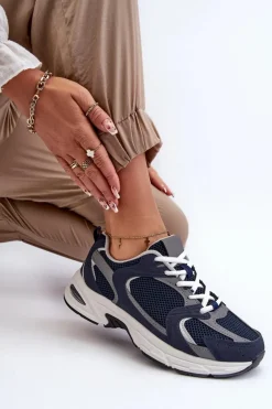 Buty Sportowe Sneakersy Damskie Granatowe Kildia