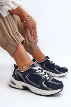 Buty Sportowe Sneakersy Damskie Granatowe Kildia