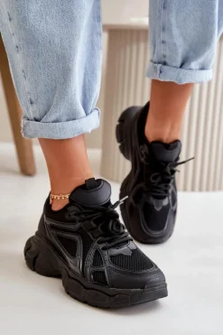 Buty Sportowe Sneakersy Damskie Czarne Timoci