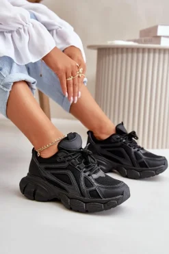 Buty Sportowe Sneakersy Damskie Czarne Timoci