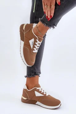 Buty Sportowe Sneakersy Damskie Brązowe Vovella