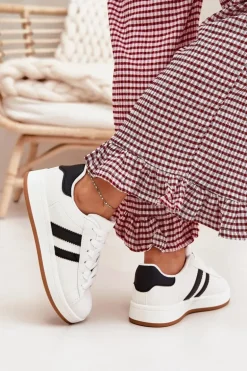 Buty Sportowe Sneakersy Damskie Z Eko Skóry Białe Ravina