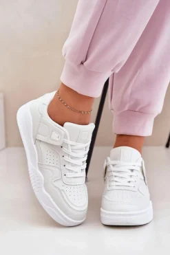 Buty Sportowe Sneakersy Damskie Z Eko Skóry Białe Telisiria