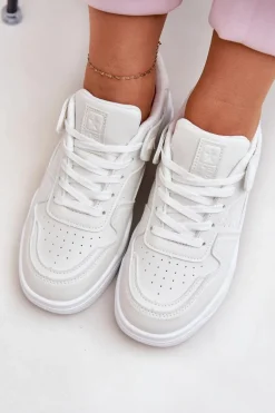 Buty Sportowe Sneakersy Damskie Z Eko Skóry Białe Telisiria