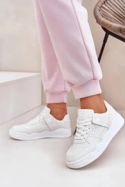 Buty Sportowe Sneakersy Damskie Z Eko Skóry Białe Telisiria