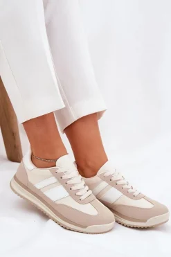 Buty Sportowe Sneakersy Damskie Panterka Beżowe Galabis