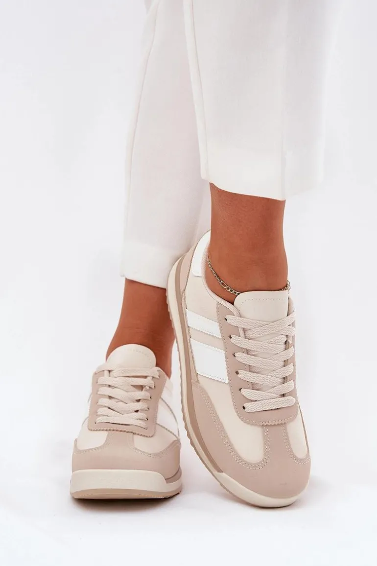 Buty Sportowe Sneakersy Damskie Panterka Beżowe Galabis