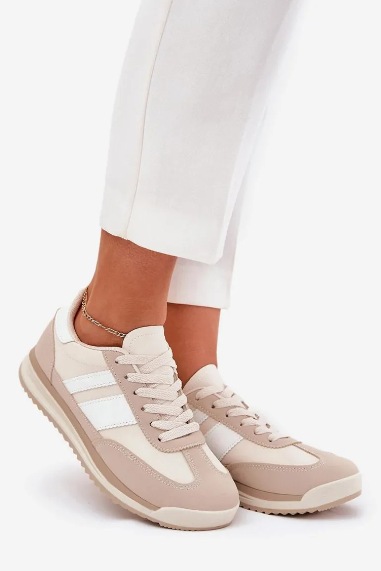 Buty Sportowe Sneakersy Damskie Panterka Beżowe Galabis