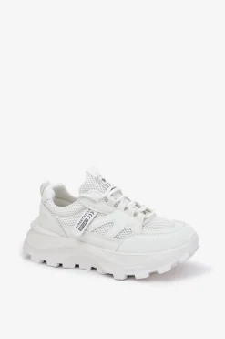 Buty Sportowe Sneakersy Damskie Na Grubej Podeszwie Białe Prononice