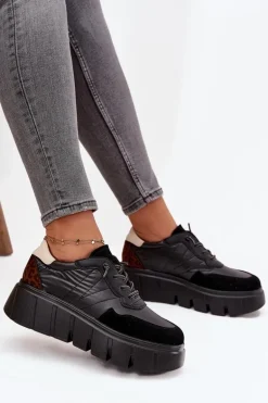 Buty Sportowe Sneakersy Damskie Na Platformie Vinceza 58565 Czarne