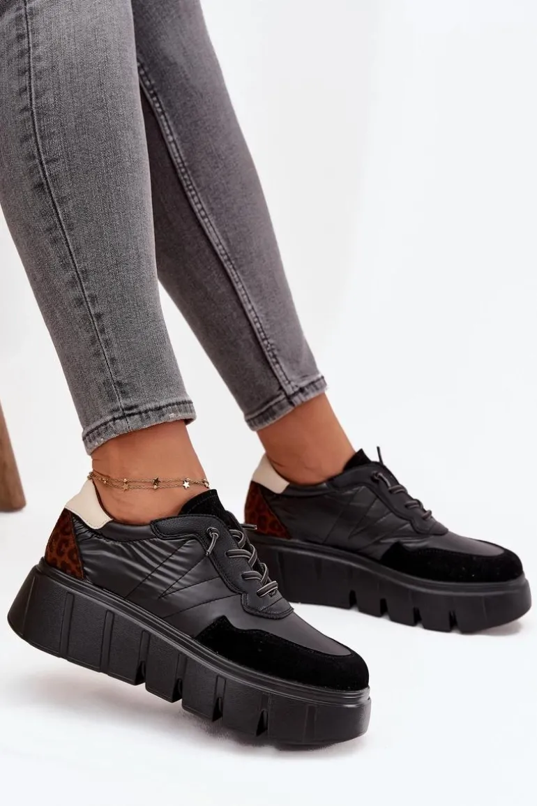 Buty Sportowe Sneakersy Damskie Na Platformie Vinceza 58565 Czarne