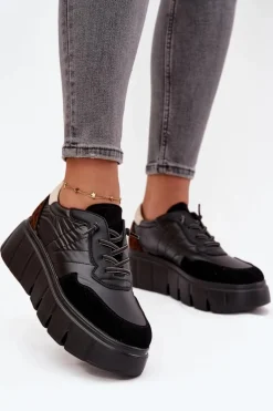 Buty Sportowe Sneakersy Damskie Na Platformie Vinceza 58565 Czarne
