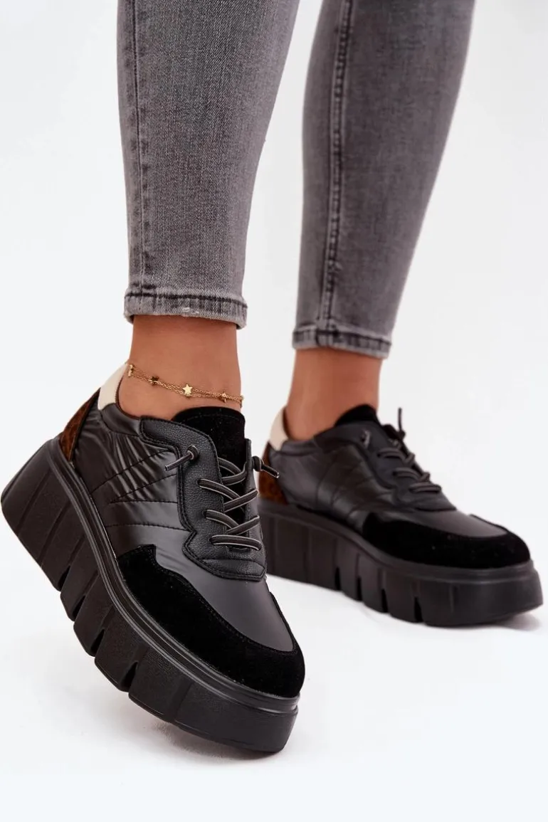 Buty Sportowe Sneakersy Damskie Na Platformie Vinceza 58565 Czarne