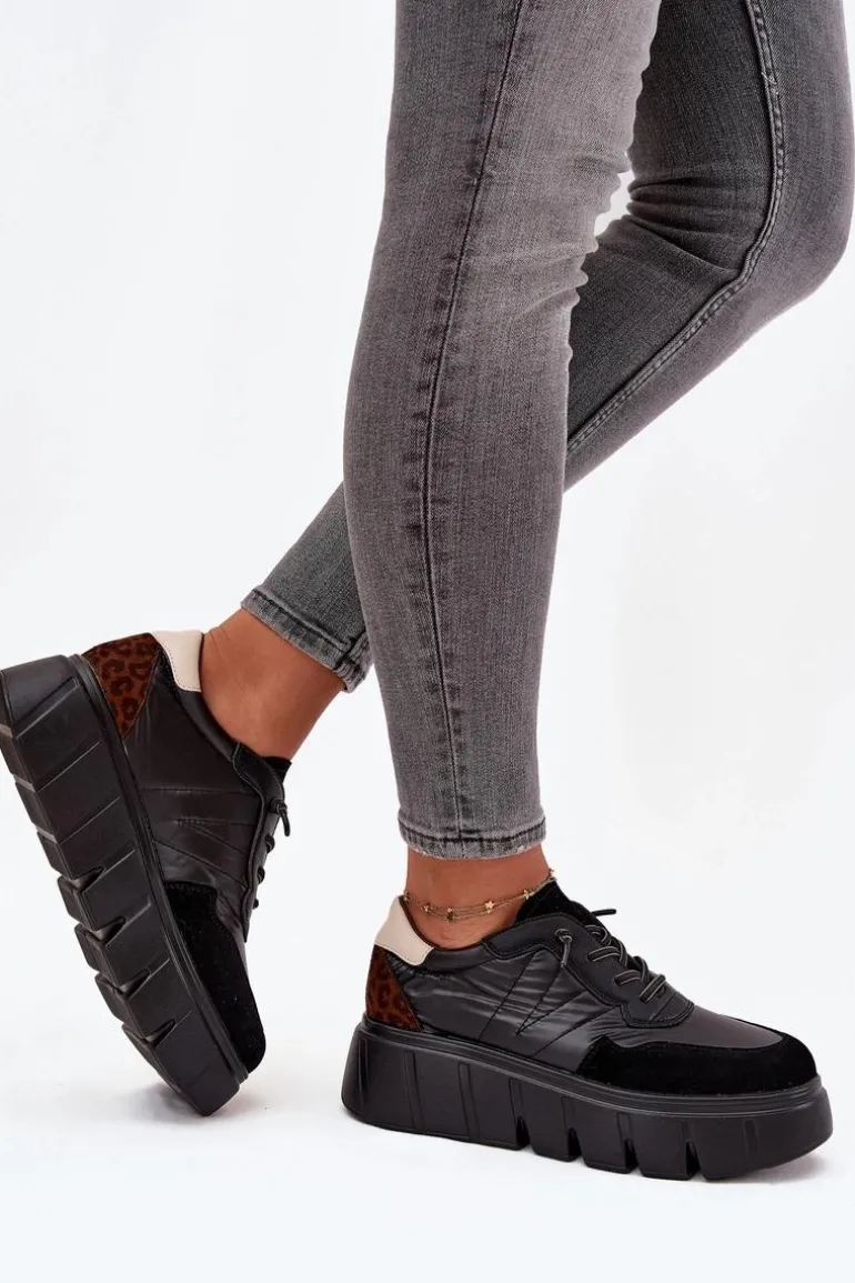 Buty Sportowe Sneakersy Damskie Na Platformie Vinceza 58565 Czarne