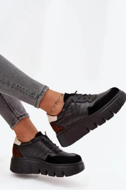 Buty Sportowe Sneakersy Damskie Na Platformie Vinceza 58565 Czarne