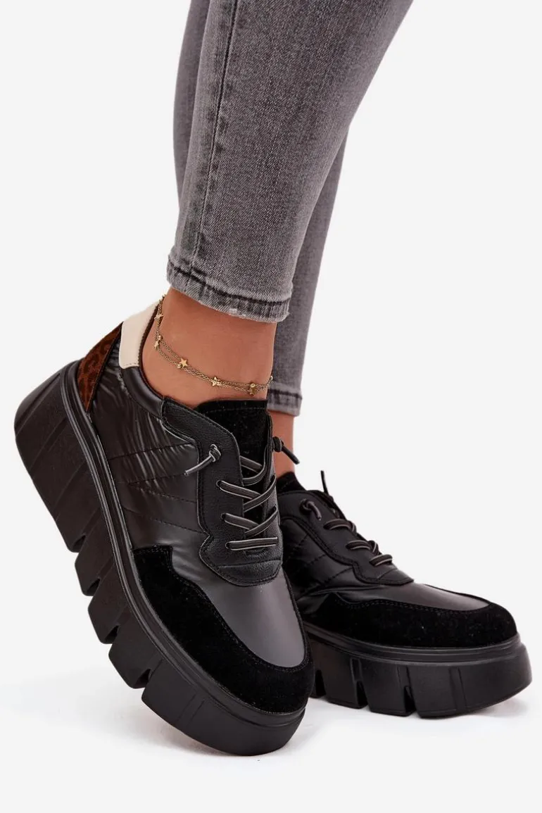 Buty Sportowe Sneakersy Damskie Na Platformie Vinceza 58565 Czarne