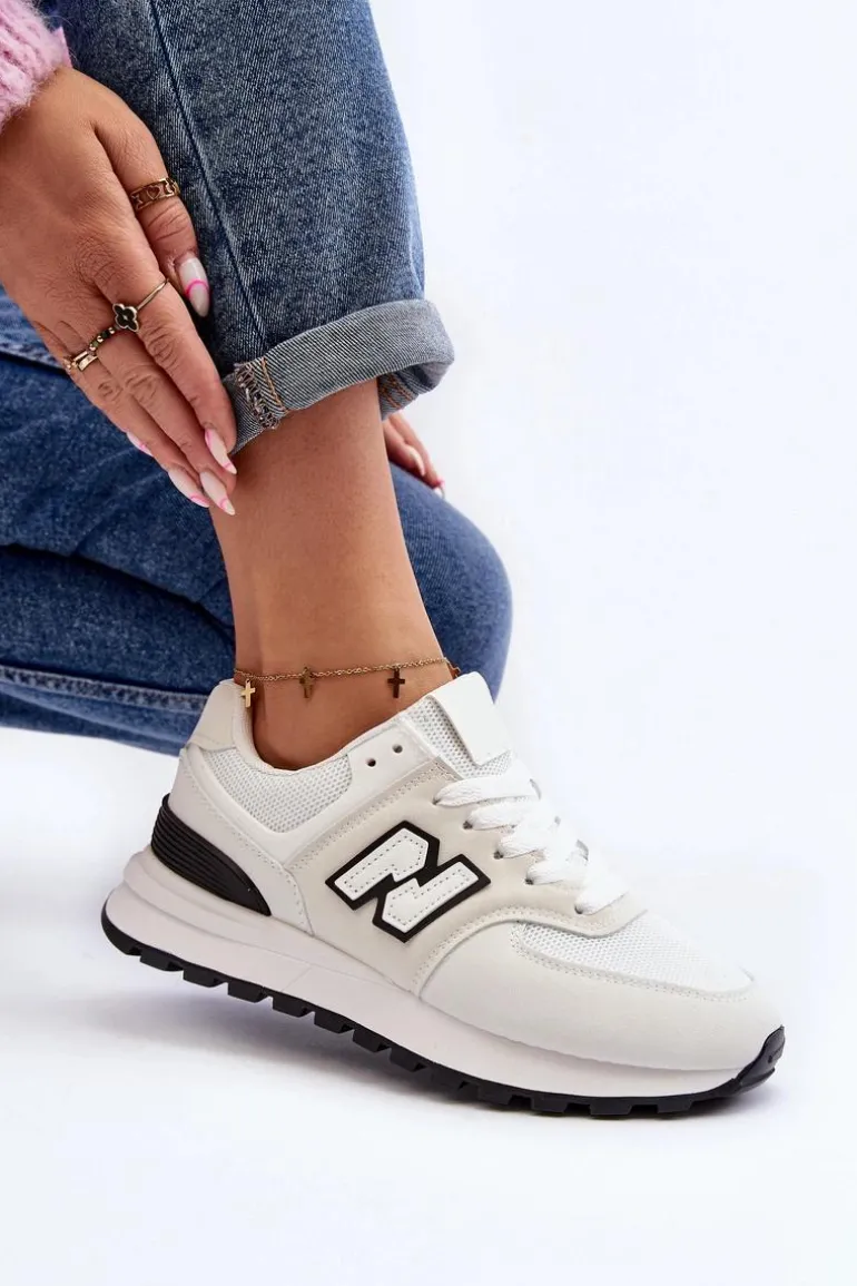 Buty Sportowe Sneakersy Damskie Białe Alettesa