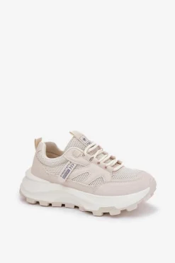 Buty Sportowe Sneakersy Damskie Na Grubej Podeszwie Beżowe Prononice