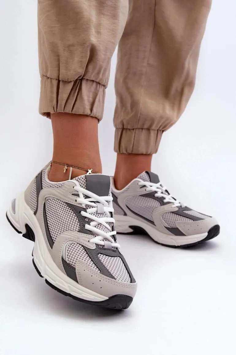 Buty Sportowe Sneakersy Damskie Szare Kildia