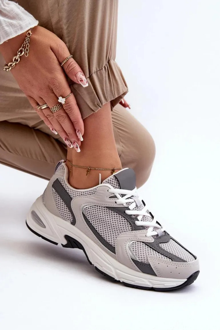 Buty Sportowe Sneakersy Damskie Szare Kildia