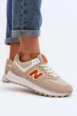 Buty Sportowe Sneakersy Damskie Beżowe Lifari