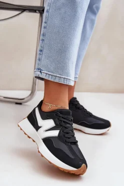 Buty Sportowe Sneakersy Damskie Czarne Britma