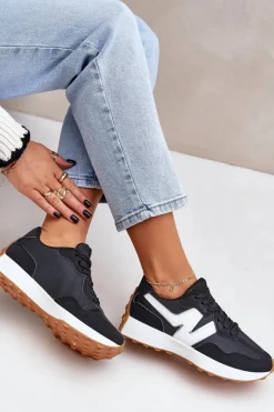Buty Sportowe Sneakersy Damskie Czarne Britma