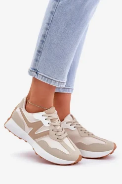 Buty Sportowe Sneakersy Damskie Beżowe Britma