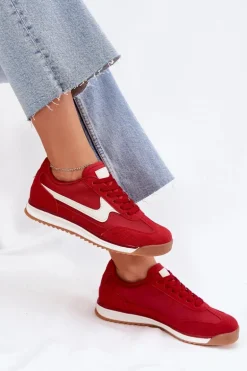 Buty Sportowe Sneakersy Damskie Czerwone Zerina