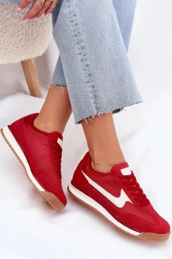 Buty Sportowe Sneakersy Damskie Czerwone Zerina