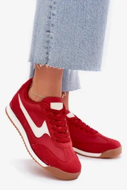 Buty Sportowe Sneakersy Damskie Czerwone Zerina