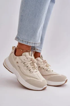 Buty Sportowe Sneakersy Eko Skórzane Beżowe Verilisse