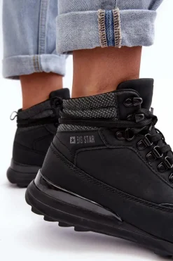 Buty Trekkingowe Trapery Sznurowane Czarne Big Star MM274677