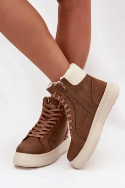 Buty Zimowe Damskie Z Kożuszkiem Lee Cooper LCJ-25-01-3735 Brązowe