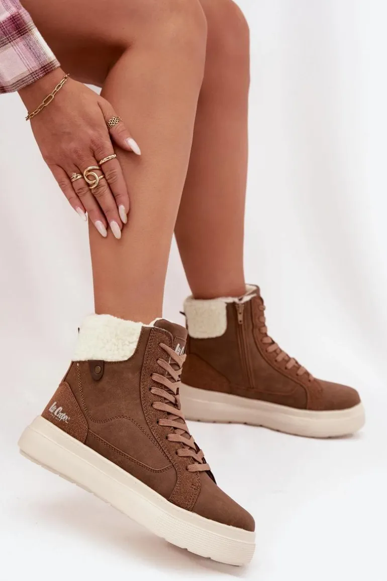 Buty Zimowe Damskie Z Kożuszkiem Lee Cooper LCJ-25-01-3735 Brązowe