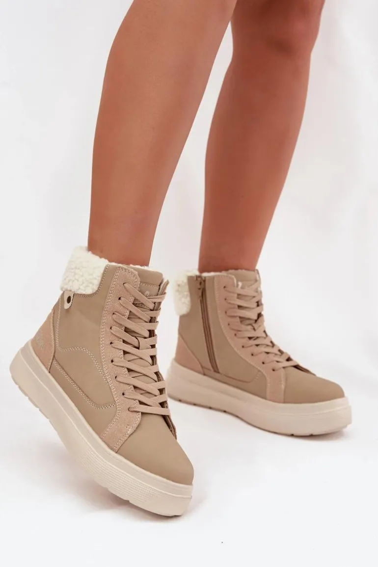 Buty Zimowe Damskie Z Kożuszkiem Lee Cooper LCJ-25-01-3736 Beżowe