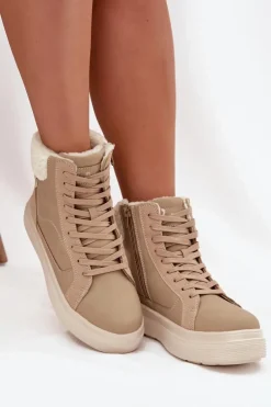 Buty Zimowe Damskie Z Kożuszkiem Lee Cooper LCJ-25-01-3736 Beżowe