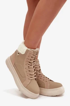 Buty Zimowe Damskie Z Kożuszkiem Lee Cooper LCJ-25-01-3736 Beżowe