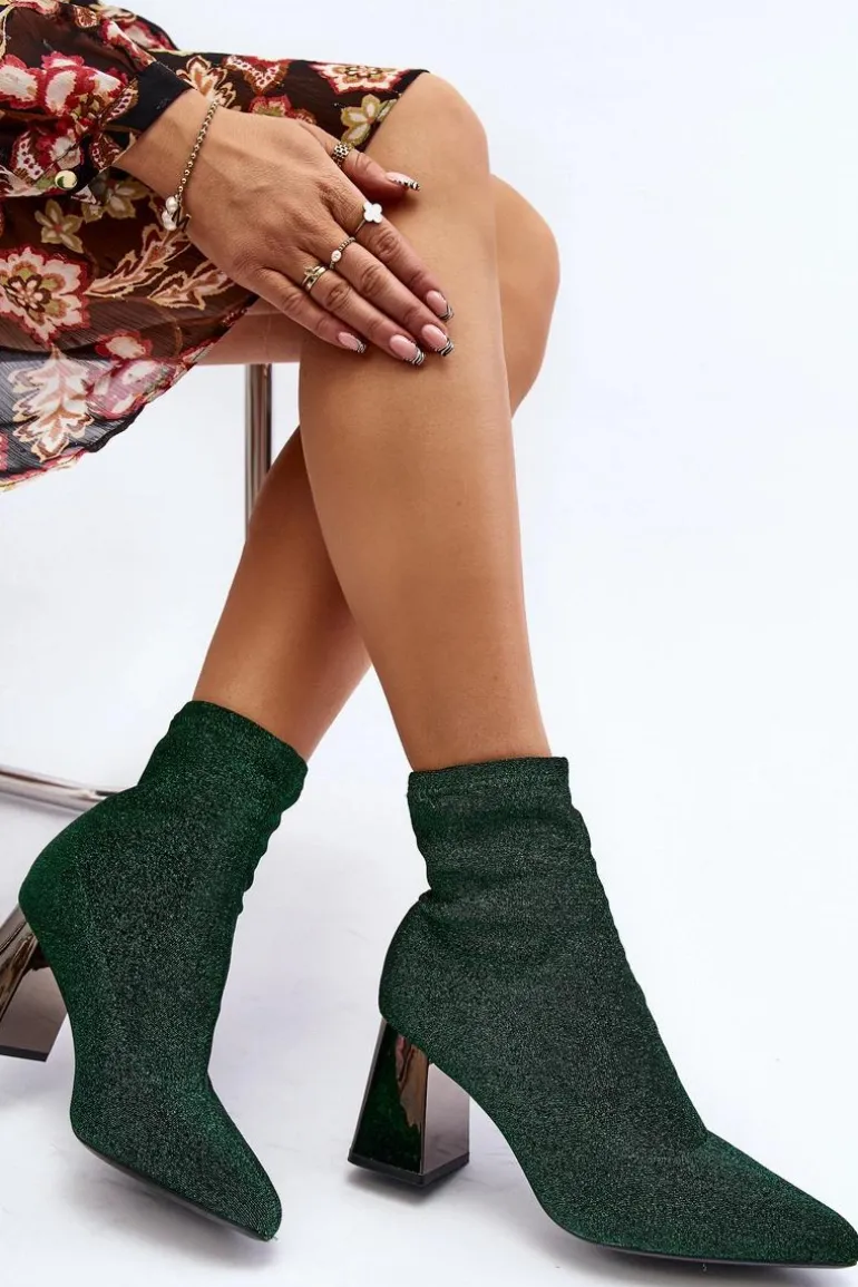 Błyszczące Botki Na Słupku Zielone Sognota