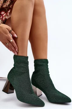 Błyszczące Botki Na Słupku Zielone Sognota