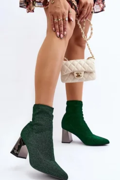 Błyszczące Botki Na Słupku Zielone Sognota