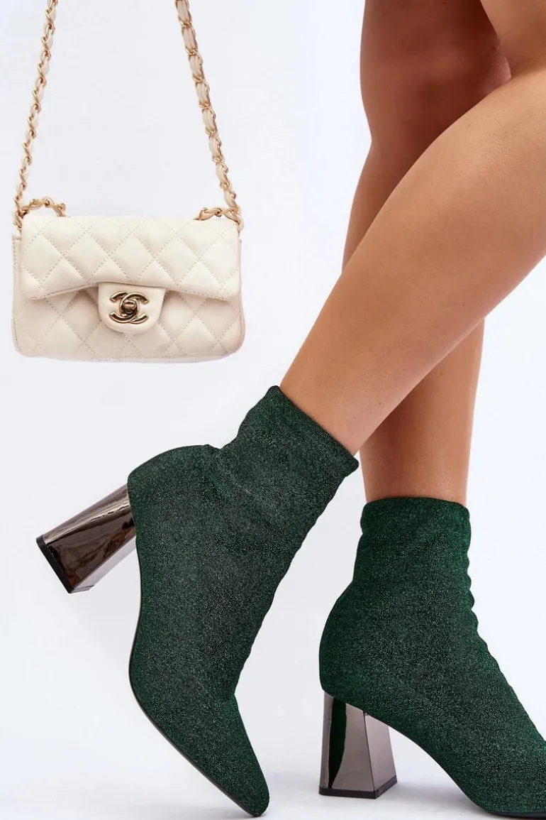 Błyszczące Botki Na Słupku Zielone Sognota