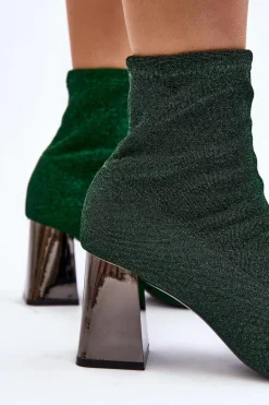 Błyszczące Botki Na Słupku Zielone Sognota