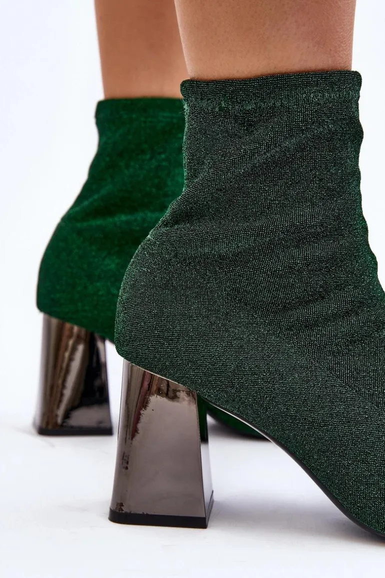 Błyszczące Botki Na Słupku Zielone Sognota