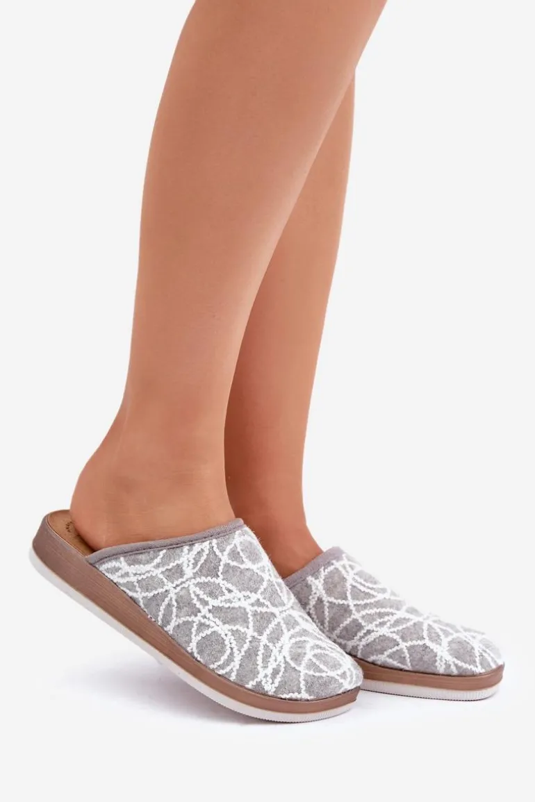 Błyszczące Kapcie Damskie Inblu CT000028 Szare