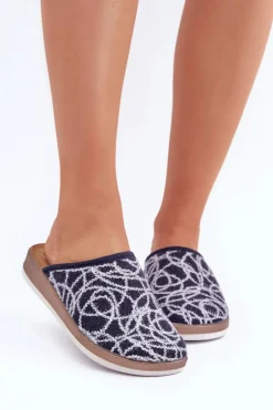 Błyszczące Kapcie Damskie Inblu CT000028 Granatowe