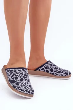 Błyszczące Kapcie Damskie Inblu CT000028 Granatowe