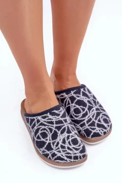 Błyszczące Kapcie Damskie Inblu CT000028 Granatowe
